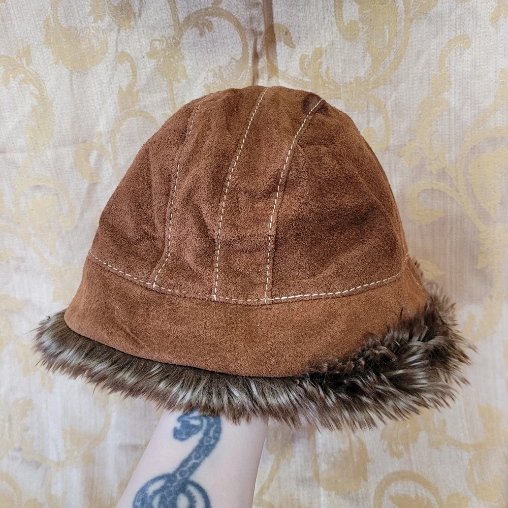Vtg Wilsons Leather Penny Lane Suede Coat With Matching Hat Set Y2k Bratz Style - Picture 7 of 14